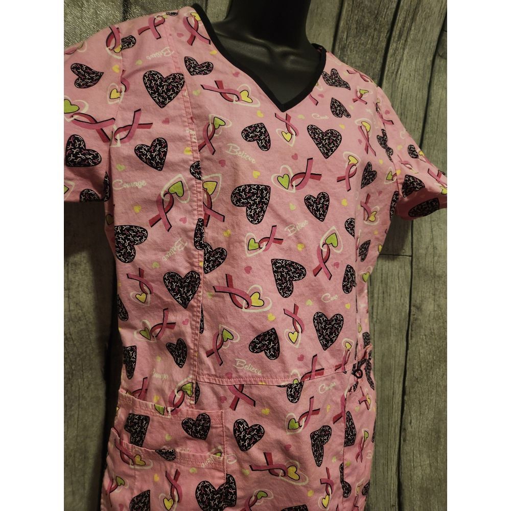 Breast Cancer Awareness Scrub Top Women's Size Small - Picture 2 of 4